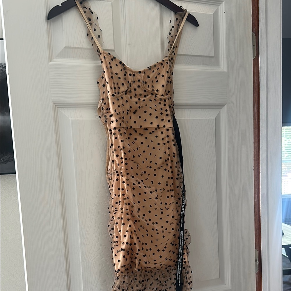 PrettyLittleThing Brown and Cream Slip Mini Dress